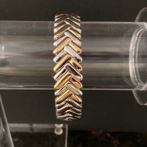 Two Tone Gold & Silver Chevron Design Cuff Bracelet/Versatile Piece/NEW!